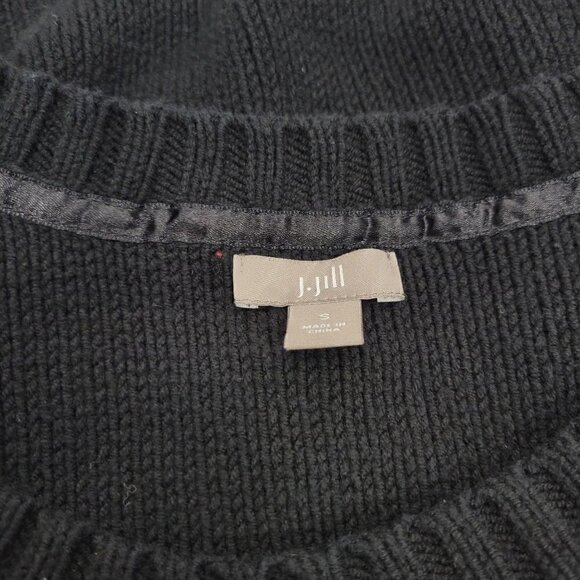 J. Jill Women's Knitted Long Sleeve Scoop Neck Black Sweater Size Small - Picture 11 of 13